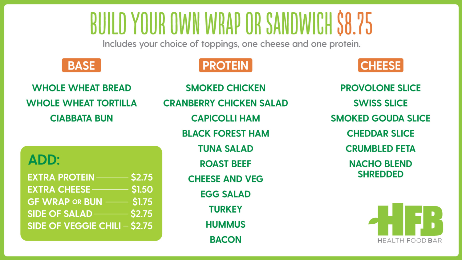 HFB Health Food Bar UVSS University of Victoria Students' Society